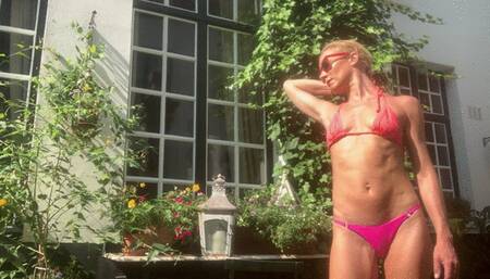 Neon bikini tease