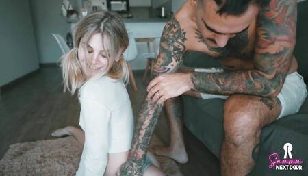 Pigtail Teen Gets Slapped and Squirts