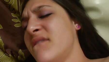 Cute teen Simone Lopez fucked by a huge dong
