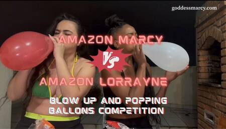 Blowing up and popping balloons B2P competition: Amazon Marcy vs Amazon Lorrayne
