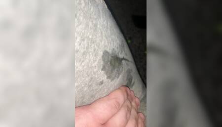 Pissing my grey sweats while watching porn