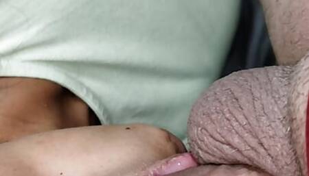 Submissive and small young woman fucks with a stranger, they open her ass and pussy litle