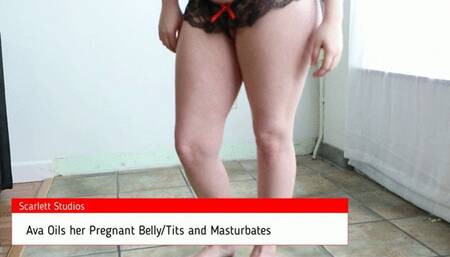 Ava Oiling her naked pregnant body Pt1