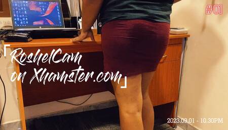 Sri Lankan RoshelCam - Boss and secretary have sex on the office desk! Ass creampie