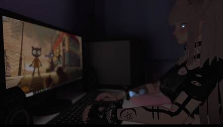 Shy girl fucks her pussy with new toy she got in the mail  VRChat