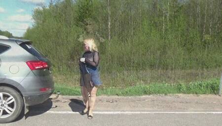 Nylon Tits-Nylon ass mini skirt MILF