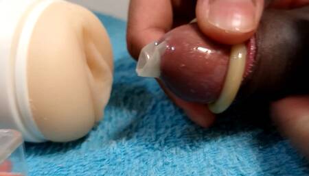 fucking a silicone vagina with a condom