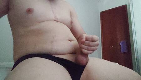The last cumshot of a chubby guy