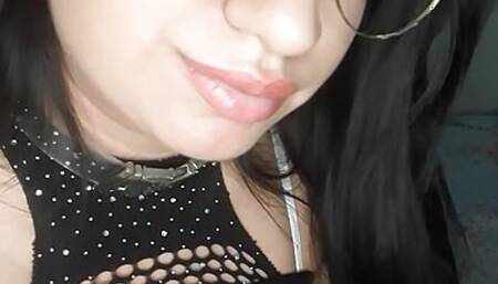 little slut having fun with her anal plug