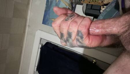 Stroking my lubed cock