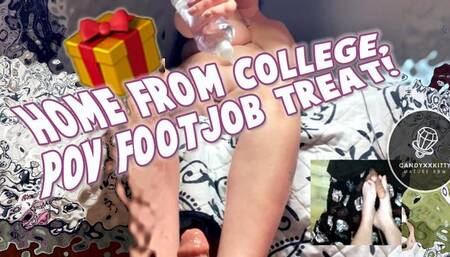 Home from College, his feet are still smaller than mine! I mock them then apologize with an intense footjob, POV, MILF, big feet, dinner and a movie, kisses, footjob, picture in picture, pnp, BBW, big boobs, dildo, cum on feet, pedicure, candyxxkitty, 720