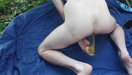 In My Little Corner Outside Just Riding and Fucking My Dildo!