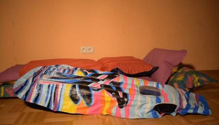 Part 2 walking over inflatable pillow from Airbed until it pops