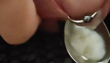 Sexwife teaches sissy cuckold to eat sperm