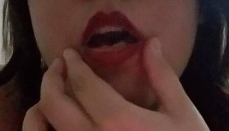 Finger fucking my painted mouth