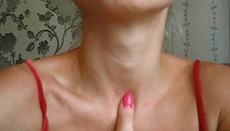 pressure on the jugular cavity (throat)