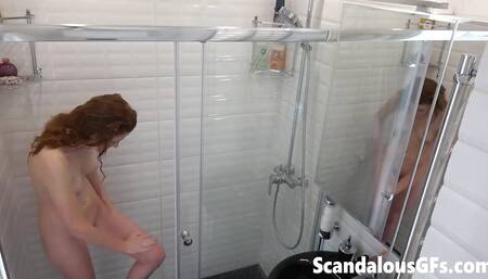 Capturing my girlfriend on film stripping and showering in the bathroom