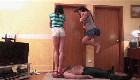ELECTRA and OLIVIA - Girls Just Wanna Have Fun! - INHUMAN Trampling And Facestanding Fun