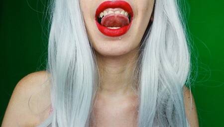 I lick my teeth - red lips