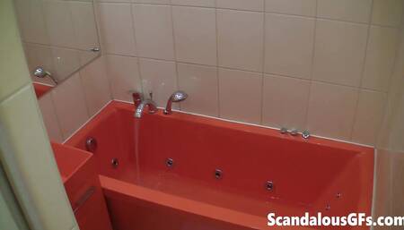 Filming my naked girlfriend refreshed in the bathtub