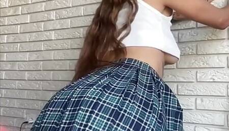 Slutty Redhead Teasing You - skirt no panties