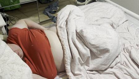 chubby fat belly bbw wife jerks him off until he cums all over her huge boobs