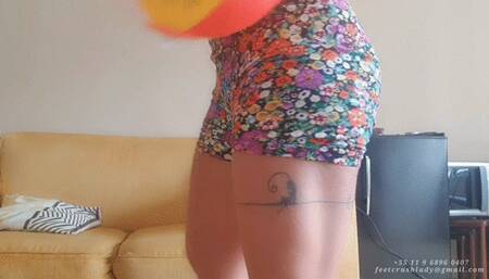 Beach balls popping betwen thighs