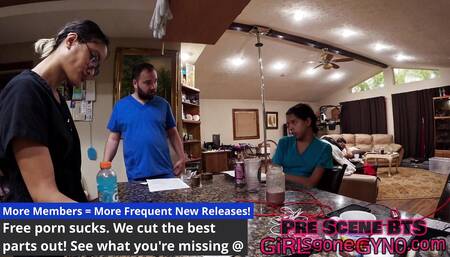 Nurse Channy Crossfire Strip Searches Nurse Aria Nicole, Aria's Guilty Until Proven Innocent At GirlsGoneGynoCom!