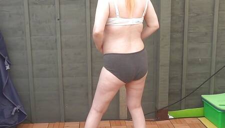 Wife Stripping off in shorts