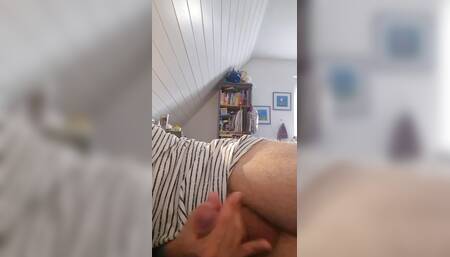 boy with a big cock cums after lunch