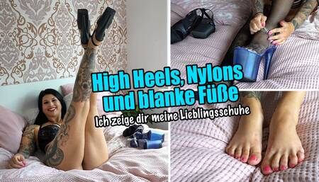 High Heels, Nylons und blanke Füße