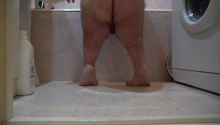Hairy Midget Jerks off Uncut Dick and Cum Through His Tight Foreskin