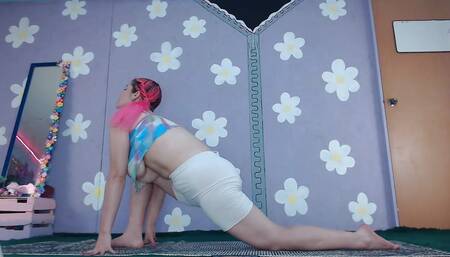 Cute Latina Milf Yoga Workout Flashing Big Boobs Nip slip See through Leggings