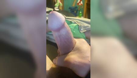 Jerking BIG WHITE COCK to orgasm BWC cum