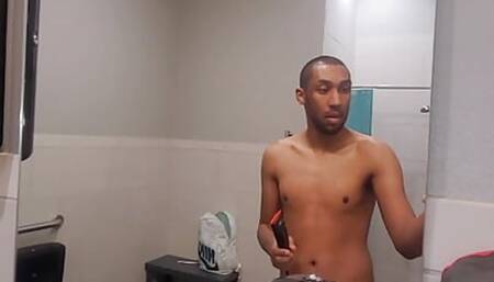 Miguel Brown at gym naked