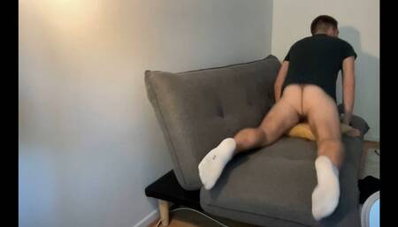 Stud fucks pillows and cum