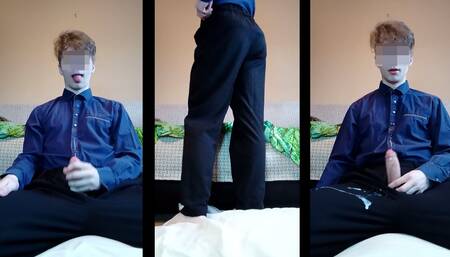 Teen boy cumshot on clothes