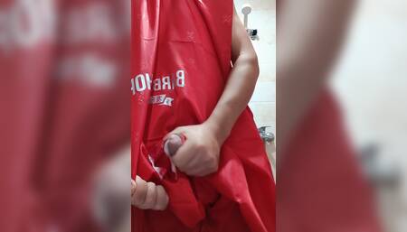Nylon Barber wrap silk ejaculation
