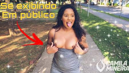 Hot teen showing off in PUBLIC with a plug in the ass