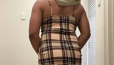 Wearing a transparent stall and then sexy dress and showing my hot body and taking a big fat dildo.