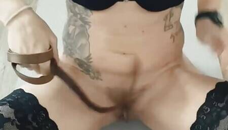 amateur milf self spanks pussy and ass