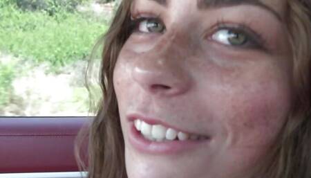 Drive along the California coast with amateur Renee Rose roadhead and footjob POV