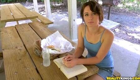 Stunning babe with tattoos Evelyn Valkova likes jumping on a hard cock