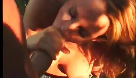 Superior flexible starving blonde whore the lawn ass fucking