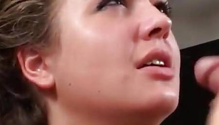 Marvellous young but expirienced college slut sucking cock