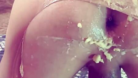 Extreme Anal Femdom with Butter, Cream and Bananas