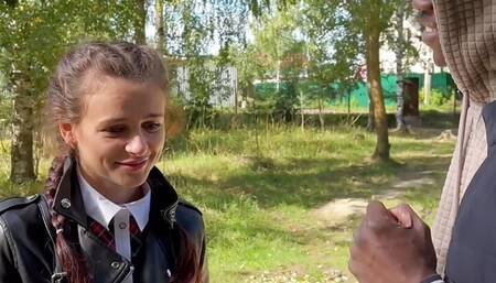 black guy fucks a schoolgirl in the woods
