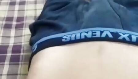 Cute teen skinny boy showings ass in the morning