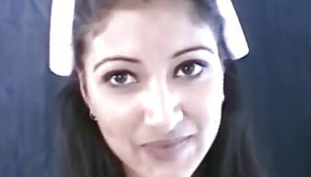 Indian nurse plays with her friend and then a dude joins