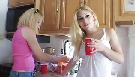 Horny bitches take turns licking each other's tits and pussies before fucked